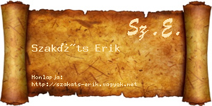 Szakáts Erik névjegykártya
